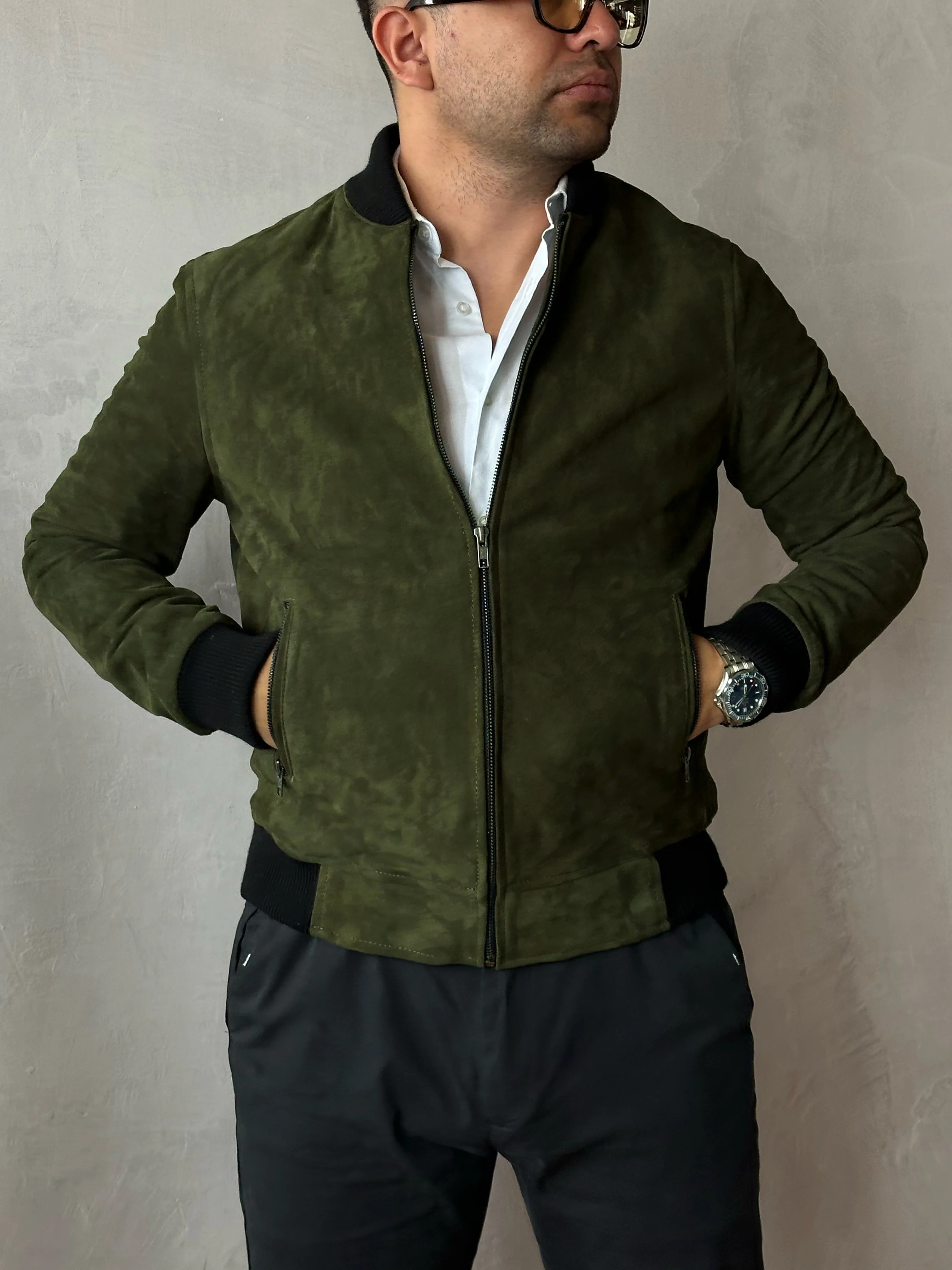Bomber verde militar gamuza - Image 6