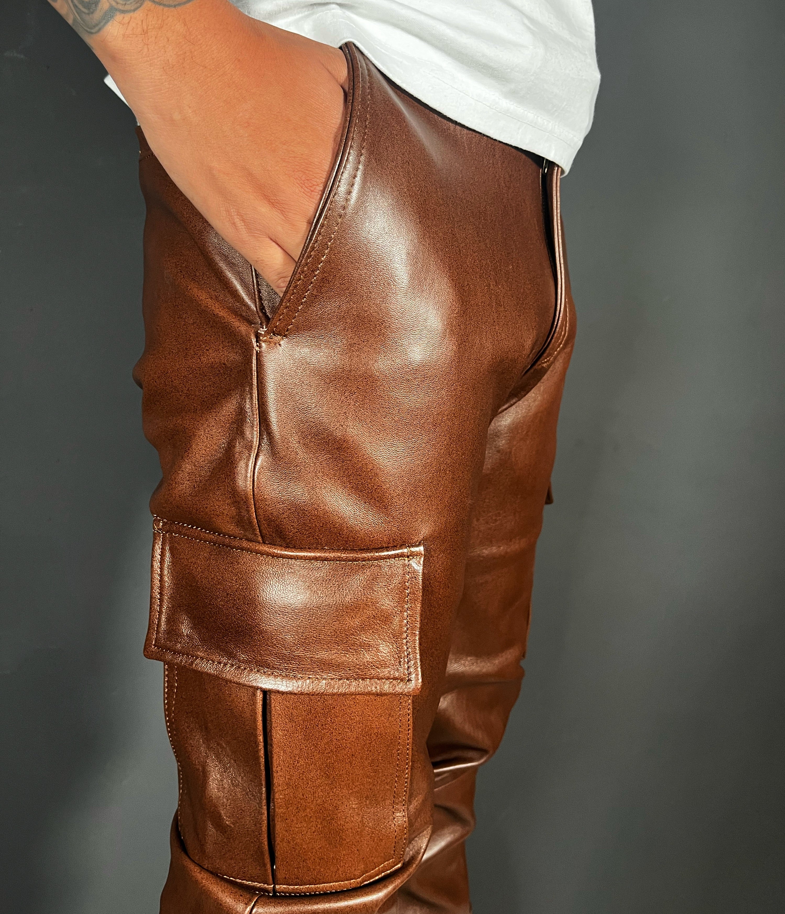 Cargo caramelo leather pants - Image 4