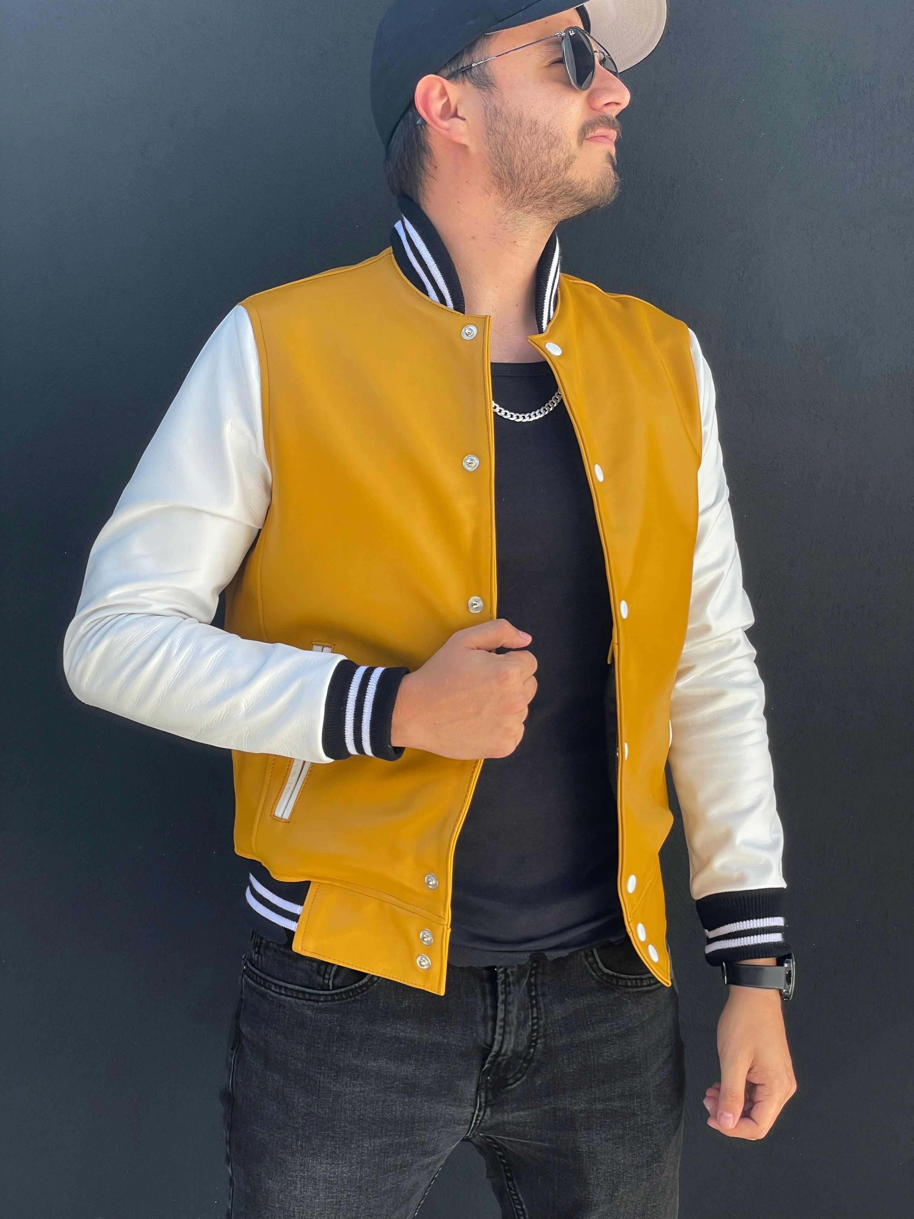 High school bomber black & yellow